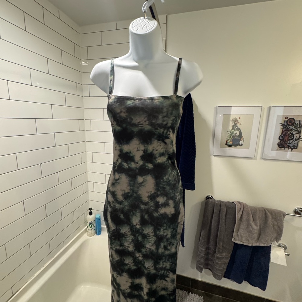 Zara Tie-Dye Spaghetti Strap Midi Dress
